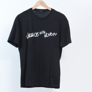 Versace NWT $275 Made in Italy VERSACE WITH LOVE Black Cotton Graphic T Shirt, M